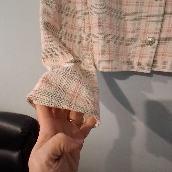 Zara cropped blazer jacket womens Medium plaid boxy - Picture 4 of 5